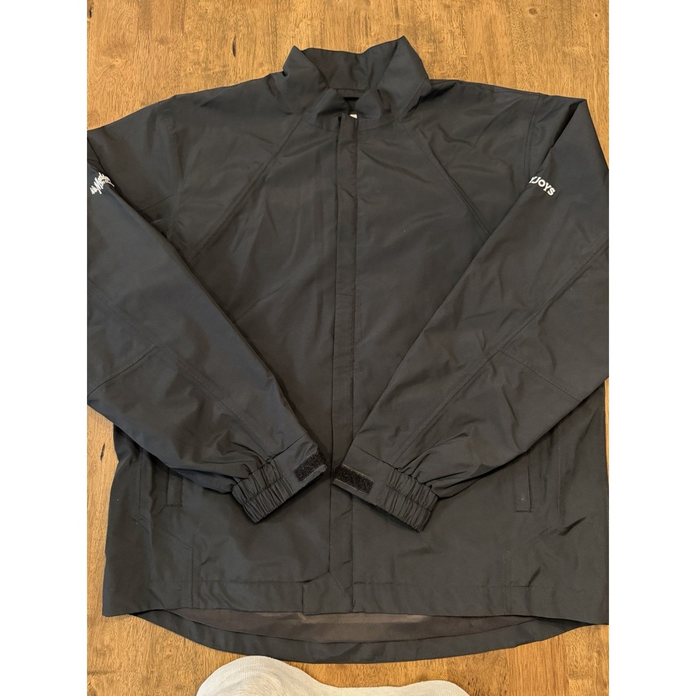 FootJoy DryJoys Men's Full Zip Golf Rain Jacket Black Madden's Gull Lake Size L